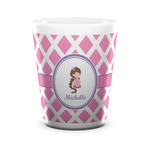 Diamond Print w/Princess Ceramic Shot Glass - 1.5 oz - White - Set of 4 (Personalized)