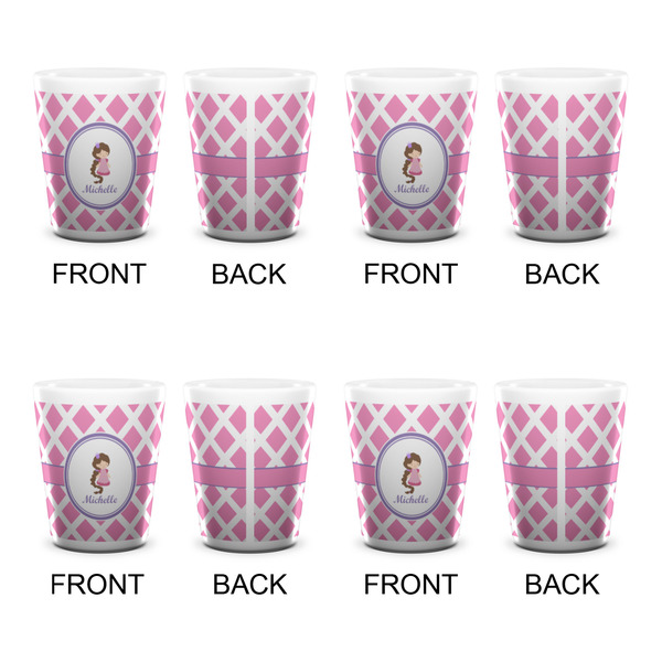 Diamond Print w/Princess Shot Glass - White - Set of 4 - APPROVAL