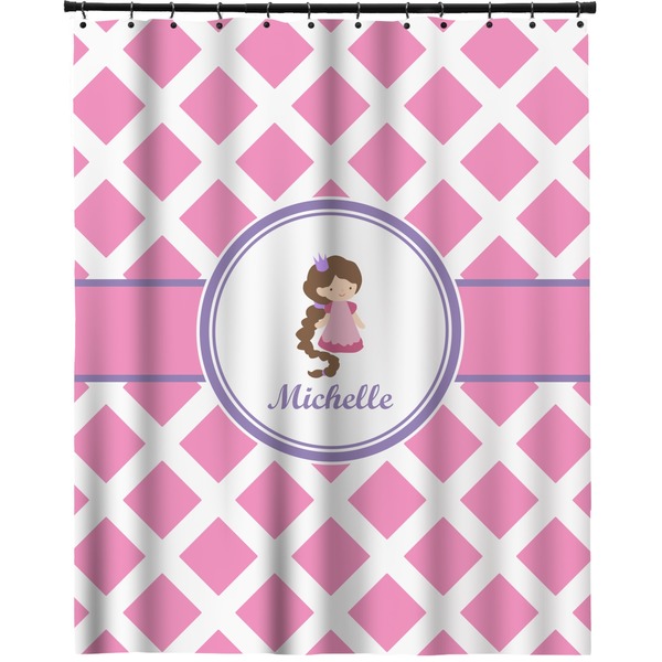 Custom Diamond Print w/Princess Extra Long Shower Curtain - 70"x84" (Personalized)