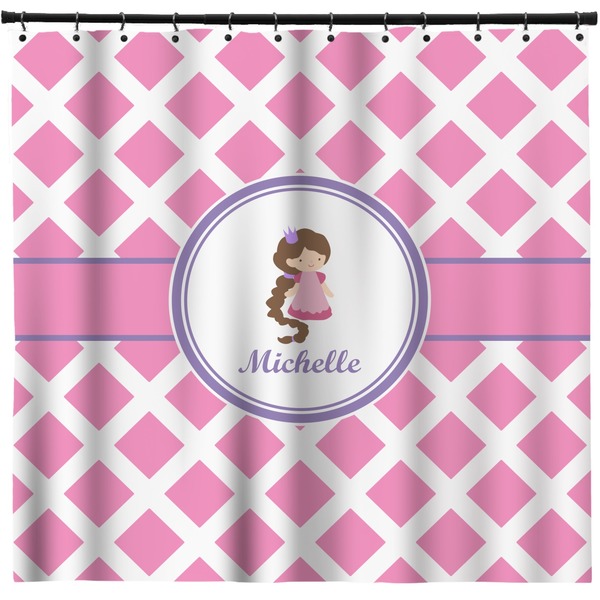 Custom Diamond Print w/Princess Shower Curtain - 71" x 74" (Personalized)