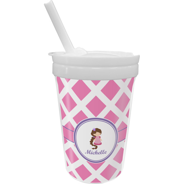 Custom Diamond Print w/Princess Sippy Cup with Straw (Personalized)