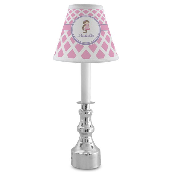 Diamond Print w/Princess Small Chandelier Lamp - LIFESTYLE (on candle stick)