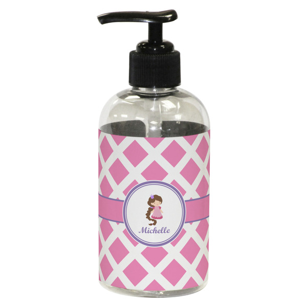 Custom Diamond Print w/Princess Plastic Soap / Lotion Dispenser (8 oz - Small - Black) (Personalized)