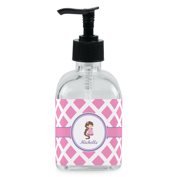 Custom Diamond Print w/Princess Glass Soap & Lotion Bottle - Single Bottle (Personalized)