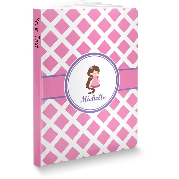 Custom Diamond Print w/Princess Softbound Notebook - 5.75" x 8" (Personalized)