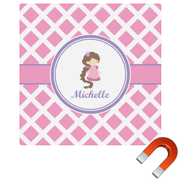 Custom Diamond Print w/Princess Square Car Magnet - 10" (Personalized)
