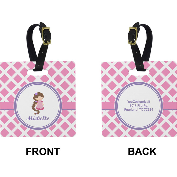 Diamond Print w/Princess Square Luggage Tag (Front + Back)