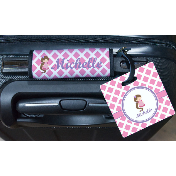 Diamond Print w/Princess Square Luggage Tag & Handle Wrap - In Context