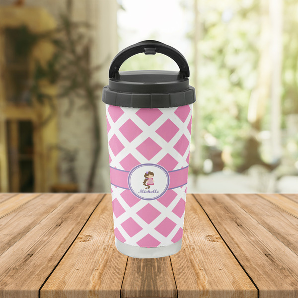 Diamond Print w/Princess Stainless Steel Travel Cup Lifestyle