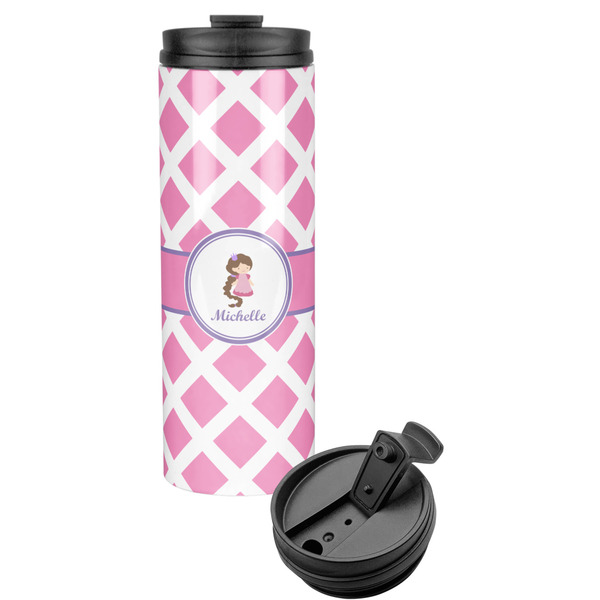 Custom Diamond Print w/Princess Stainless Steel Skinny Tumbler (Personalized)
