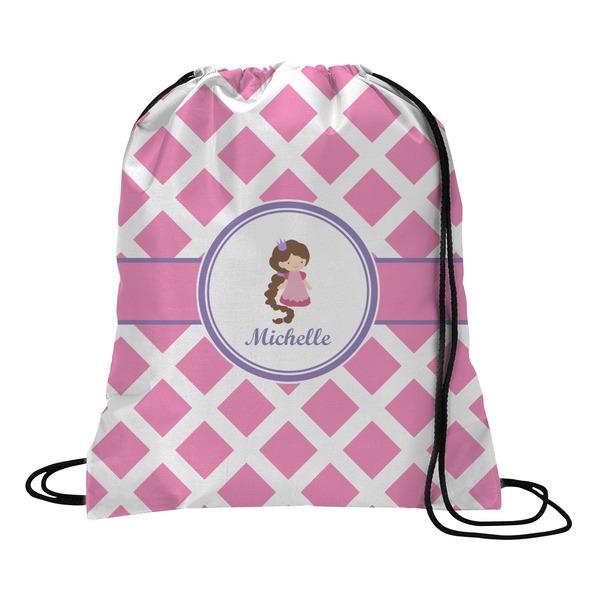 Custom Diamond Print w/Princess Drawstring Backpack - Small (Personalized)