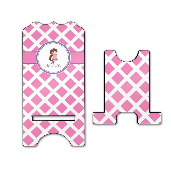 Diamond Print w/Princess Stylized Phone Stand - Front & Back - Large