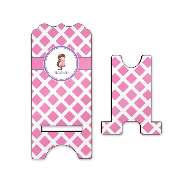 Diamond Print w/Princess Stylized Phone Stand - Front & Back - Small