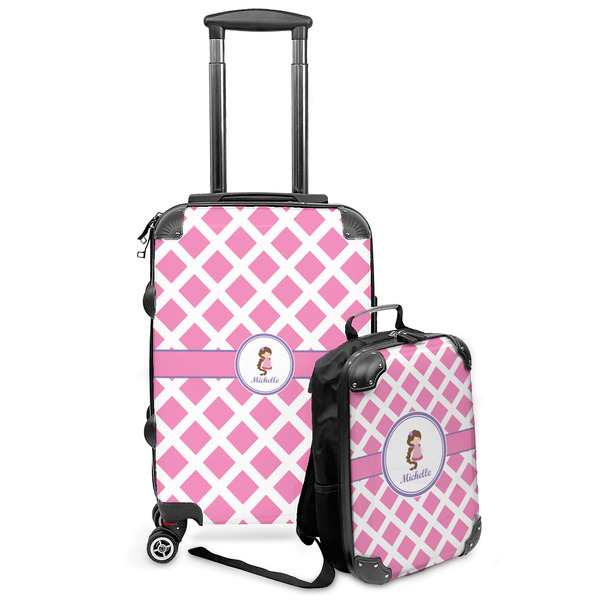 Custom Diamond Print w/Princess Kids 2-Piece Luggage Set - Suitcase & Backpack (Personalized)