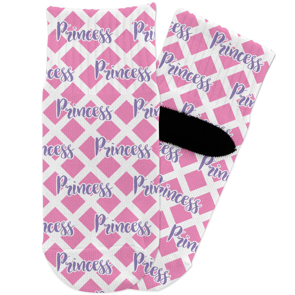 Custom Diamond Print w/Princess Toddler Ankle Socks (Personalized)
