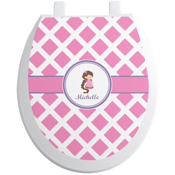 Custom Diamond Print w/Princess Toilet Seat Decal (Personalized)