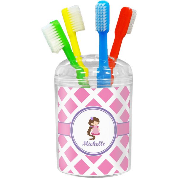 Custom Diamond Print w/Princess Toothbrush Holder (Personalized)