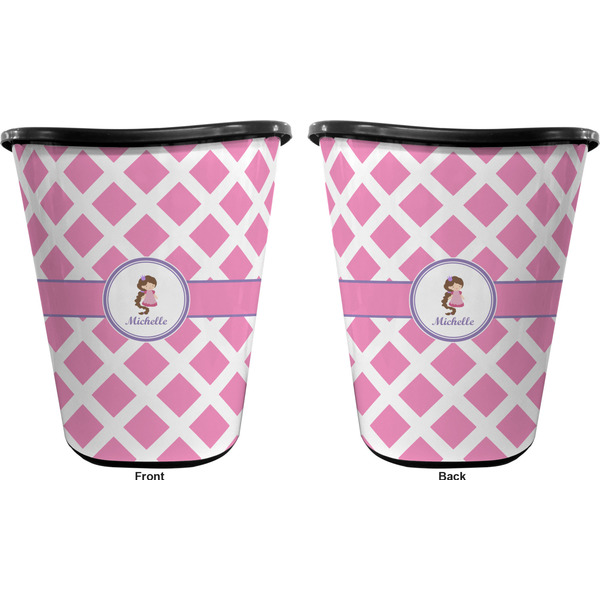 Diamond Print w/Princess Trash Can Black - Front and Back - Apvl