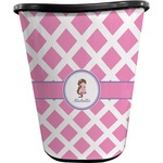 Diamond Print w/Princess Waste Basket - Single Sided (Black) (Personalized)