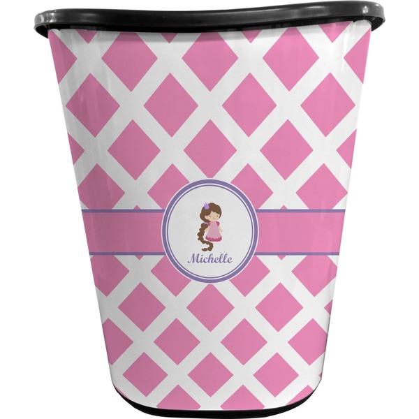 Diamond Print w/Princess Waste Basket (Black)
