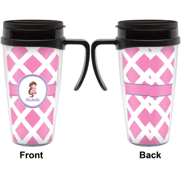 Diamond Print w/Princess Travel Mug with Black Handle - Approval