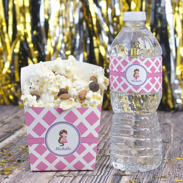 Diamond Print w/Princess Water Bottle Label - w/ Favor Box