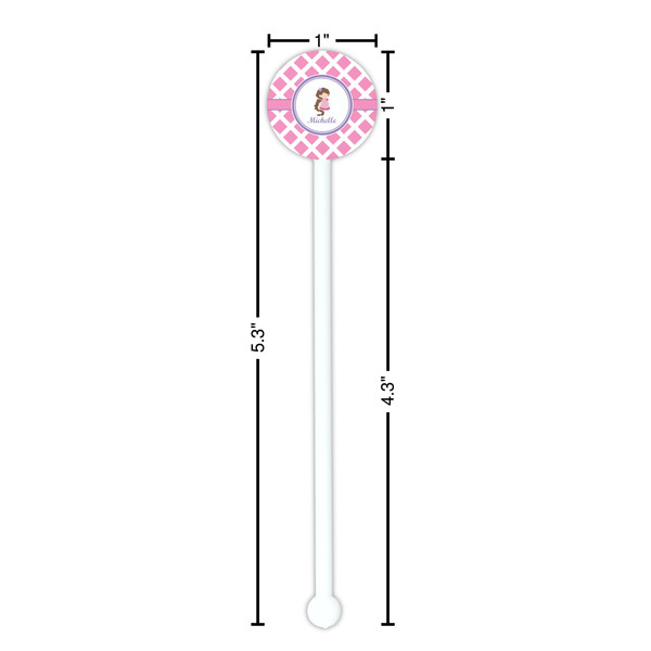 Diamond Print w/Princess White Plastic 5.5" Stir Stick - Round - Dimensions