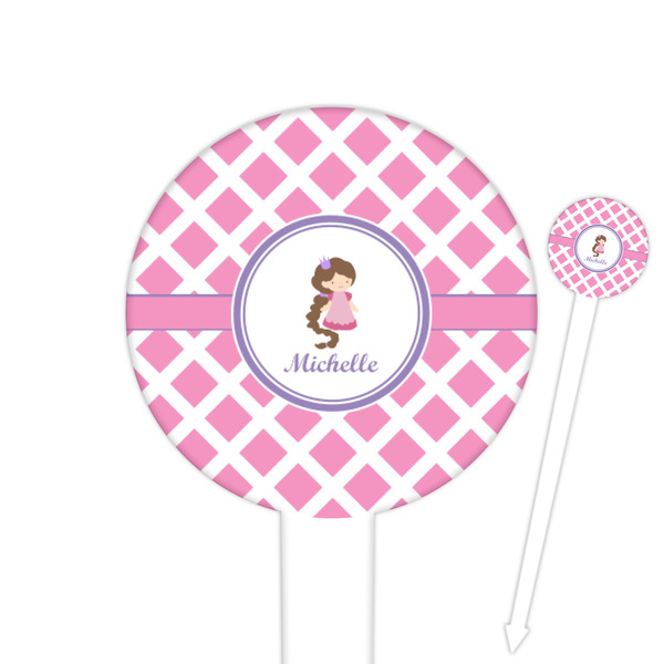 Custom Diamond Print w/Princess Round Plastic Food Picks (Personalized)