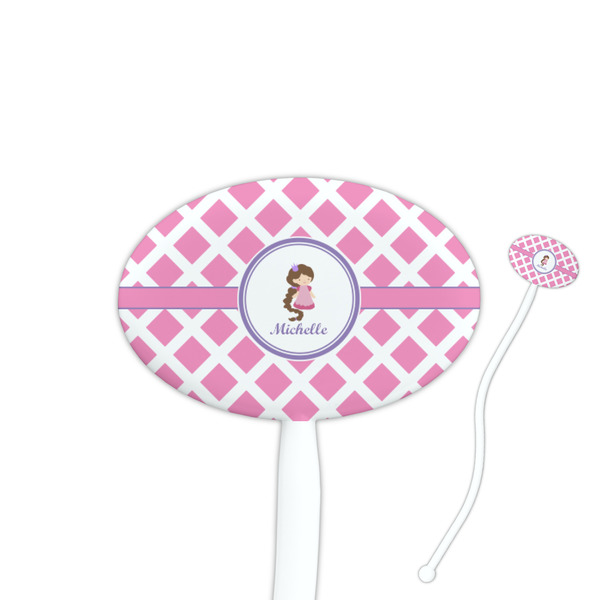 Custom Diamond Print w/Princess Oval Plastic Stir Sticks (Personalized)