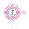 Diamond Print w/Princess 7" Round Plastic Stir Sticks - White - Single Sided (Personalized)