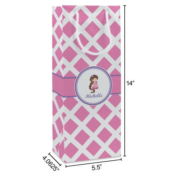 Diamond Print w/Princess Wine Gift Bag - Dimensions