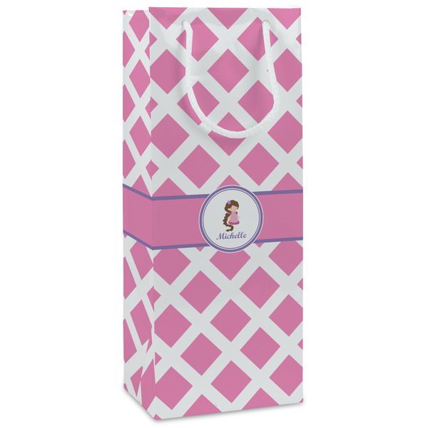 Custom Diamond Print w/Princess Wine Gift Bags - Gloss (Personalized)