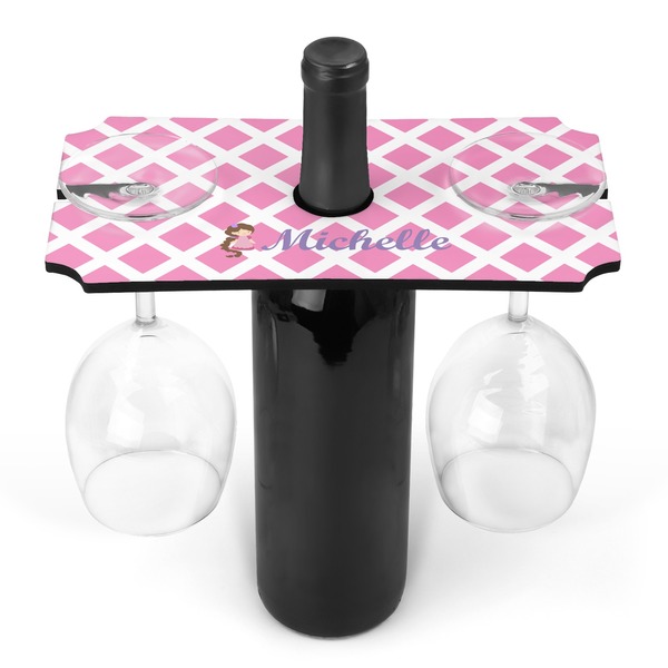 Custom Diamond Print w/Princess Wine Bottle & Glass Holder (Personalized)