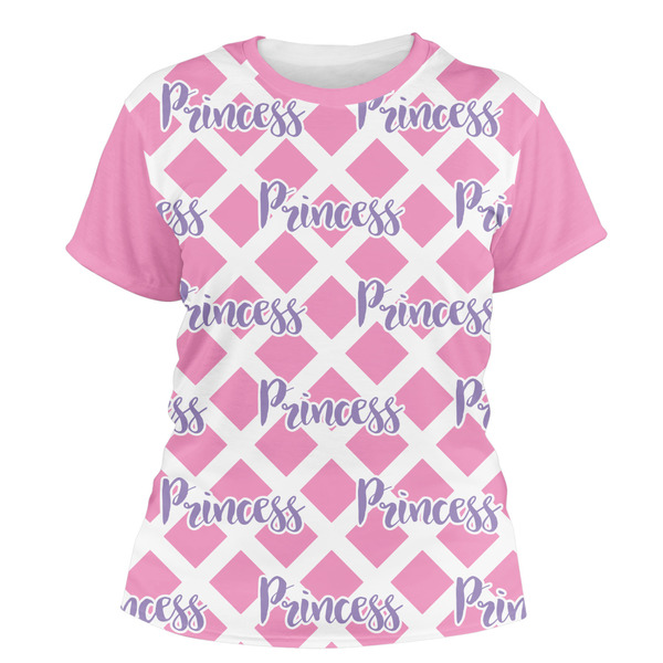 Custom Diamond Print w/Princess Women's Crew T-Shirt - Small (Personalized)