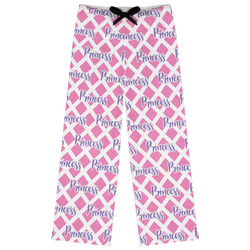 Diamond Print w/Princess Womens Pajama Pants - L (Personalized)
