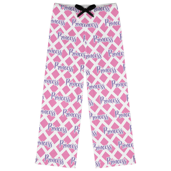 Custom Diamond Print w/Princess Womens Pajama Pants - L (Personalized)
