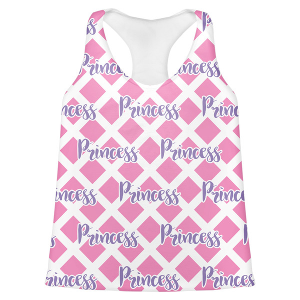 Custom Diamond Print w/Princess Womens Racerback Tank Top - Small (Personalized)