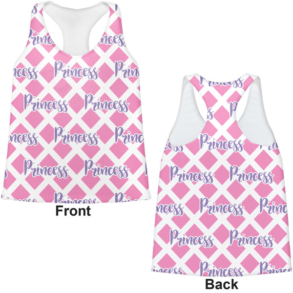 Diamond Print w/Princess Womens Racerback Tank Tops - Medium - Front and Back