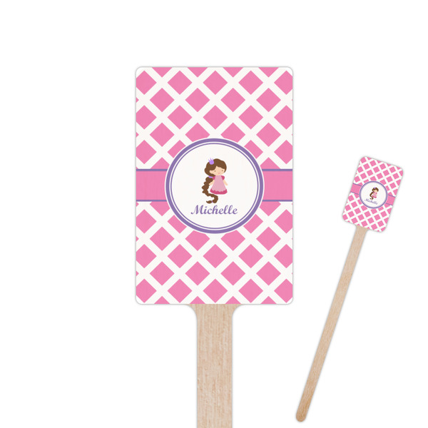 Custom Diamond Print w/Princess Rectangle Wooden Stir Sticks (Personalized)