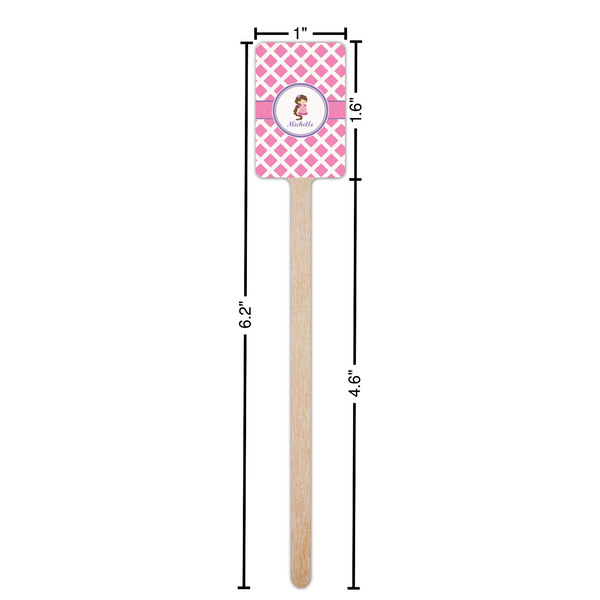 Diamond Print w/Princess Wooden 6.25" Stir Stick - Rectangular - Dimensions