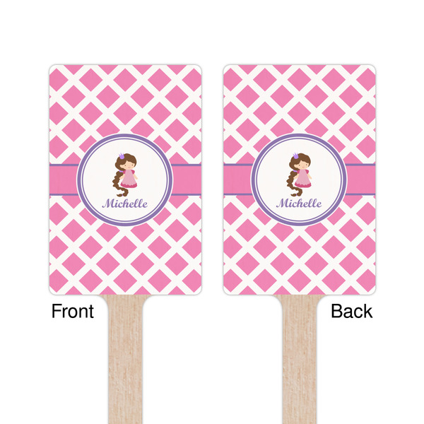 Diamond Print w/Princess Wooden 6.25" Stir Stick - Rectangular - Double Sided - Front & Back