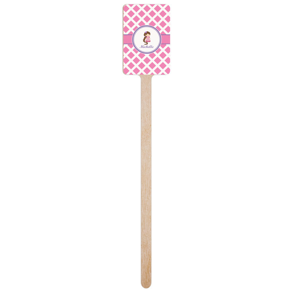 Diamond Print w/Princess Wooden 6.25" Stir Stick - Rectangular - Single Stick