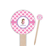 Diamond Print w/Princess 6" Round Wooden Food Picks - Double Sided (Personalized)