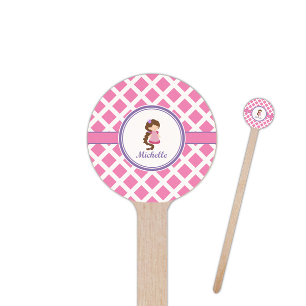Custom Diamond Print w/Princess Round Wooden Stir Sticks (Personalized)