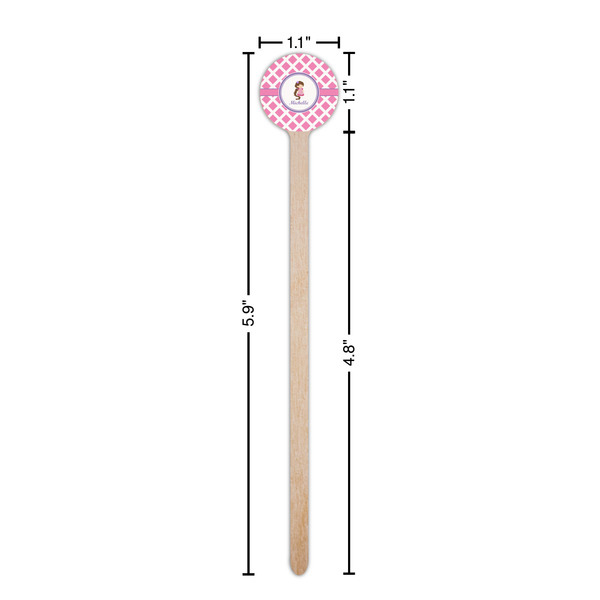 Diamond Print w/Princess Wooden 6" Stir Stick - Round - Dimensions
