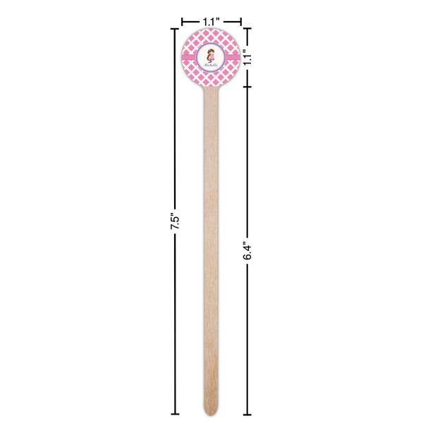 Diamond Print w/Princess Wooden 7.5" Stir Stick - Round - Dimensions