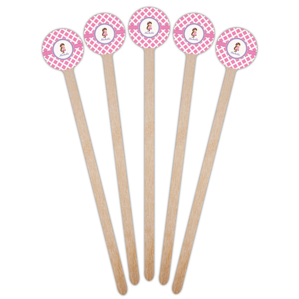 Diamond Print w/Princess Wooden 7.5" Stir Stick - Round - Fan View