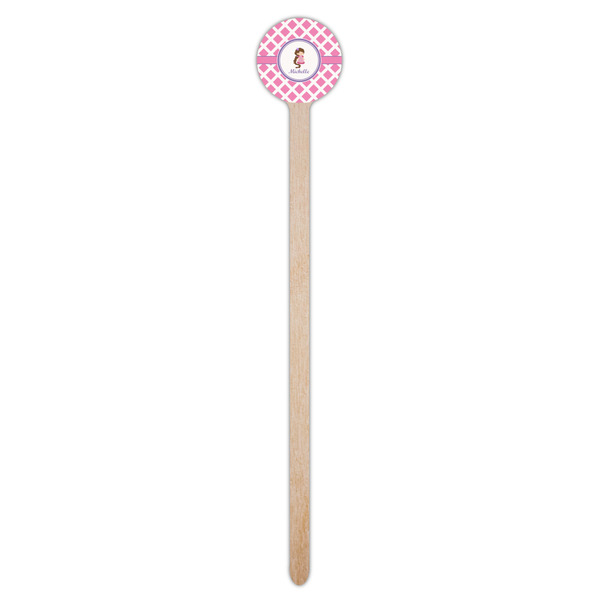 Diamond Print w/Princess Wooden 7.5" Stir Stick - Round - Single Stick