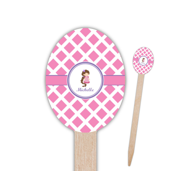 Custom Diamond Print w/Princess Oval Wooden Food Picks (Personalized)