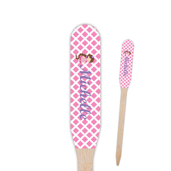 Custom Diamond Print w/Princess Paddle Wooden Food Picks (Personalized)